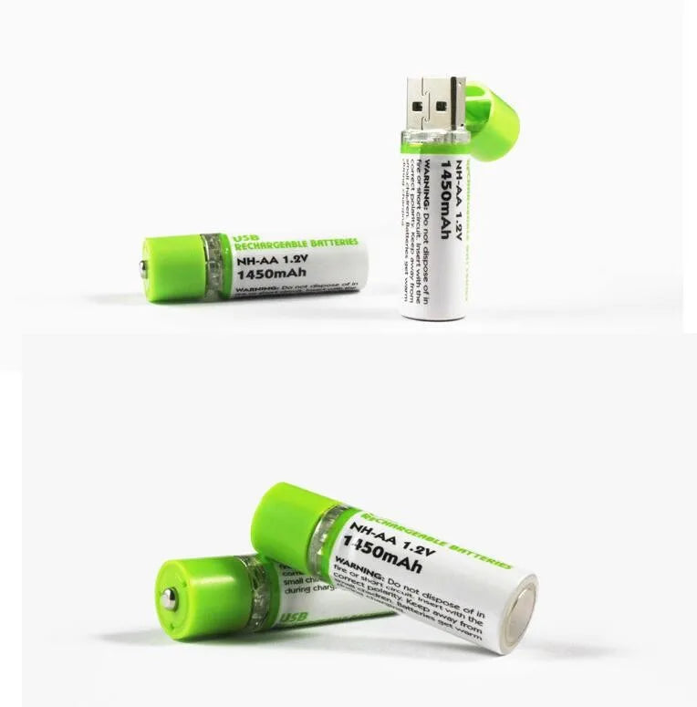 2Pcs Rechargeable USB AA Battery AA NIMH1.2V 1450MAH