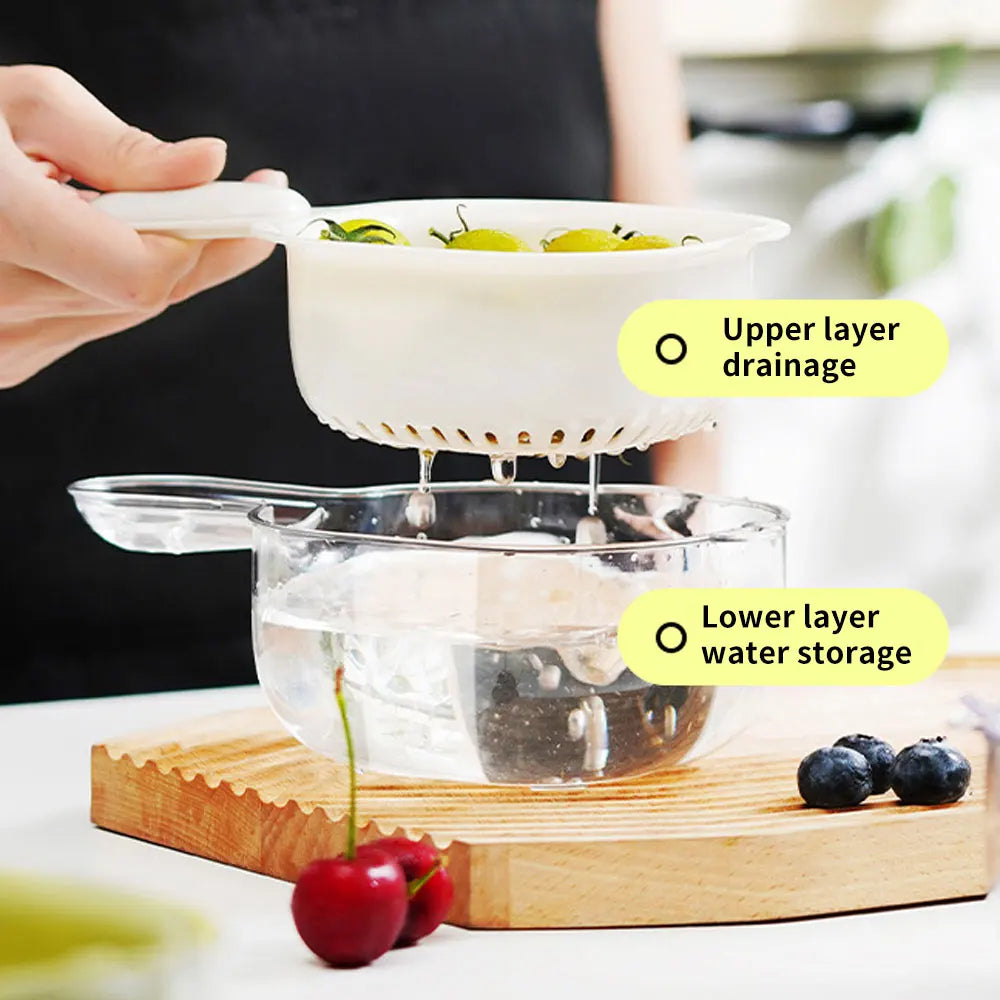 Kitchen Fruit Vegetable Dual-Layer Strainer