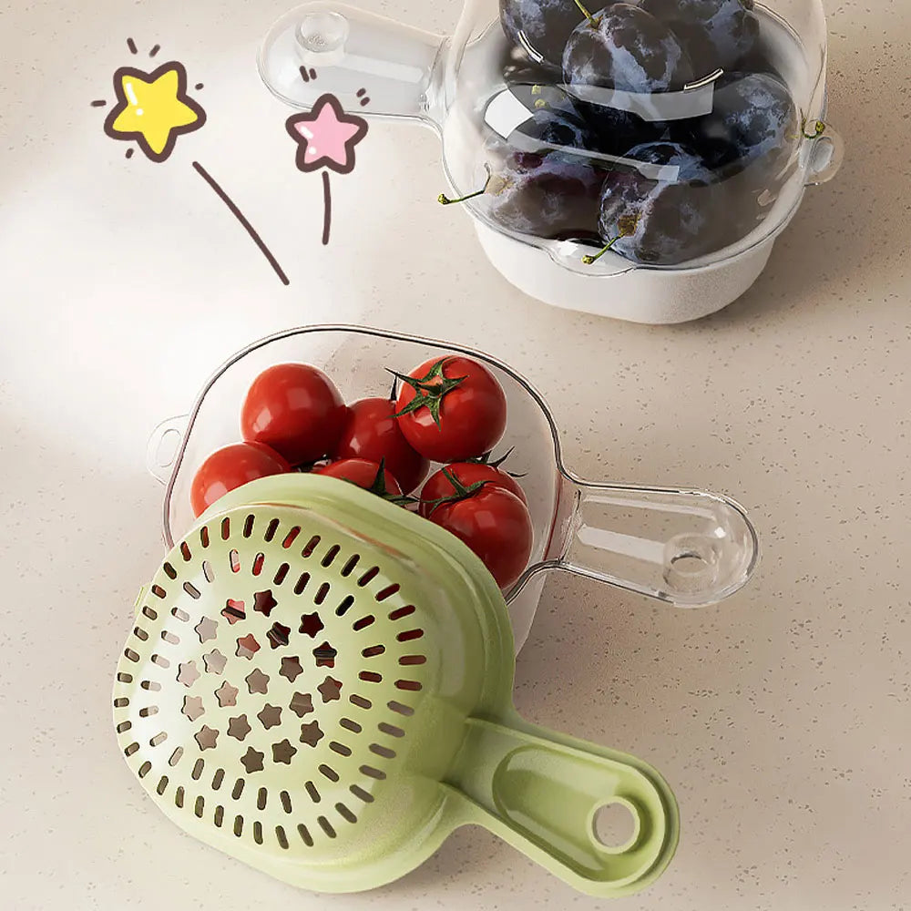 Kitchen Fruit Vegetable Dual-Layer Strainer