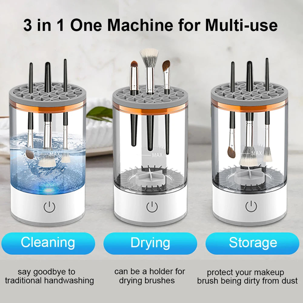 Automatic Spinning Makeup Brush Cleaner 3 in 1 Dryer Storage Tool #16