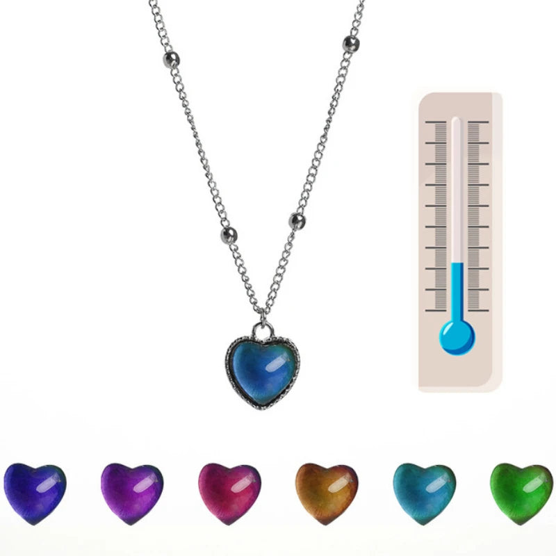 Mood Necklace/Bracelet: Color-Changing Heart Pendant on Stainless Steel Chain #9